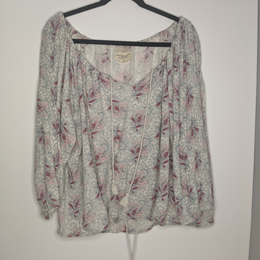 Denim & Supply Ralph Lauren Floral Paisley Printed Peasant Top. Size Large
